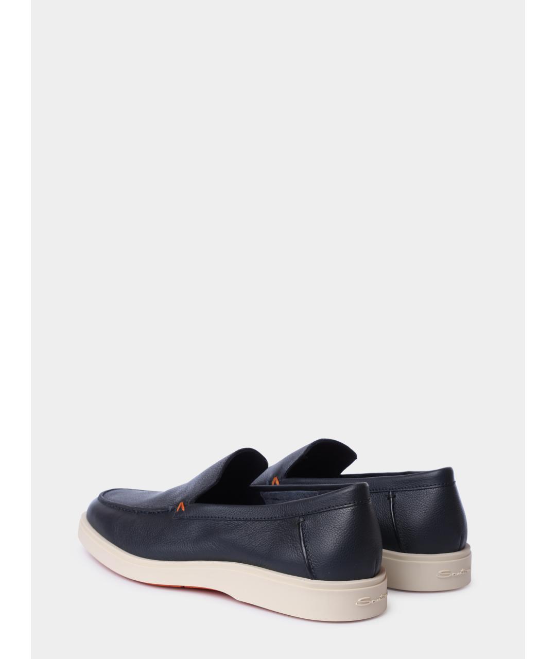 SANTONI Синие кожаные лоферы, фото 6