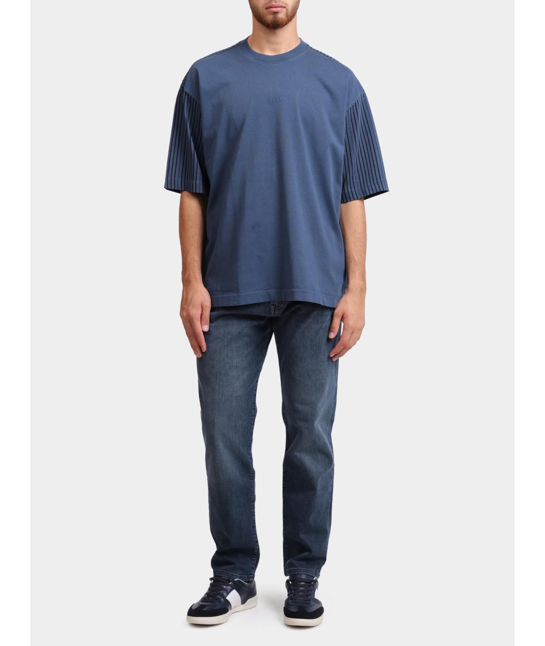 HUGO BOSS Синяя хлопковая футболка, фото 2