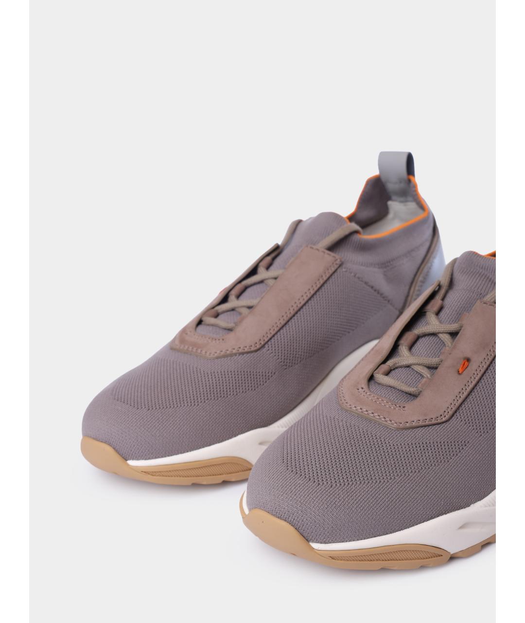 SANTONI Серые текстильные низкие кроссовки / кеды, фото 3