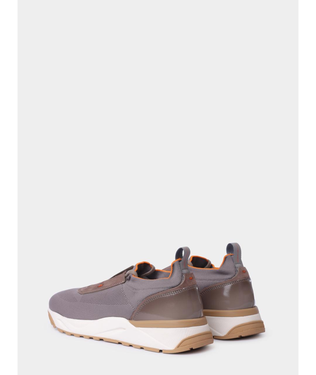 SANTONI Серые текстильные низкие кроссовки / кеды, фото 6