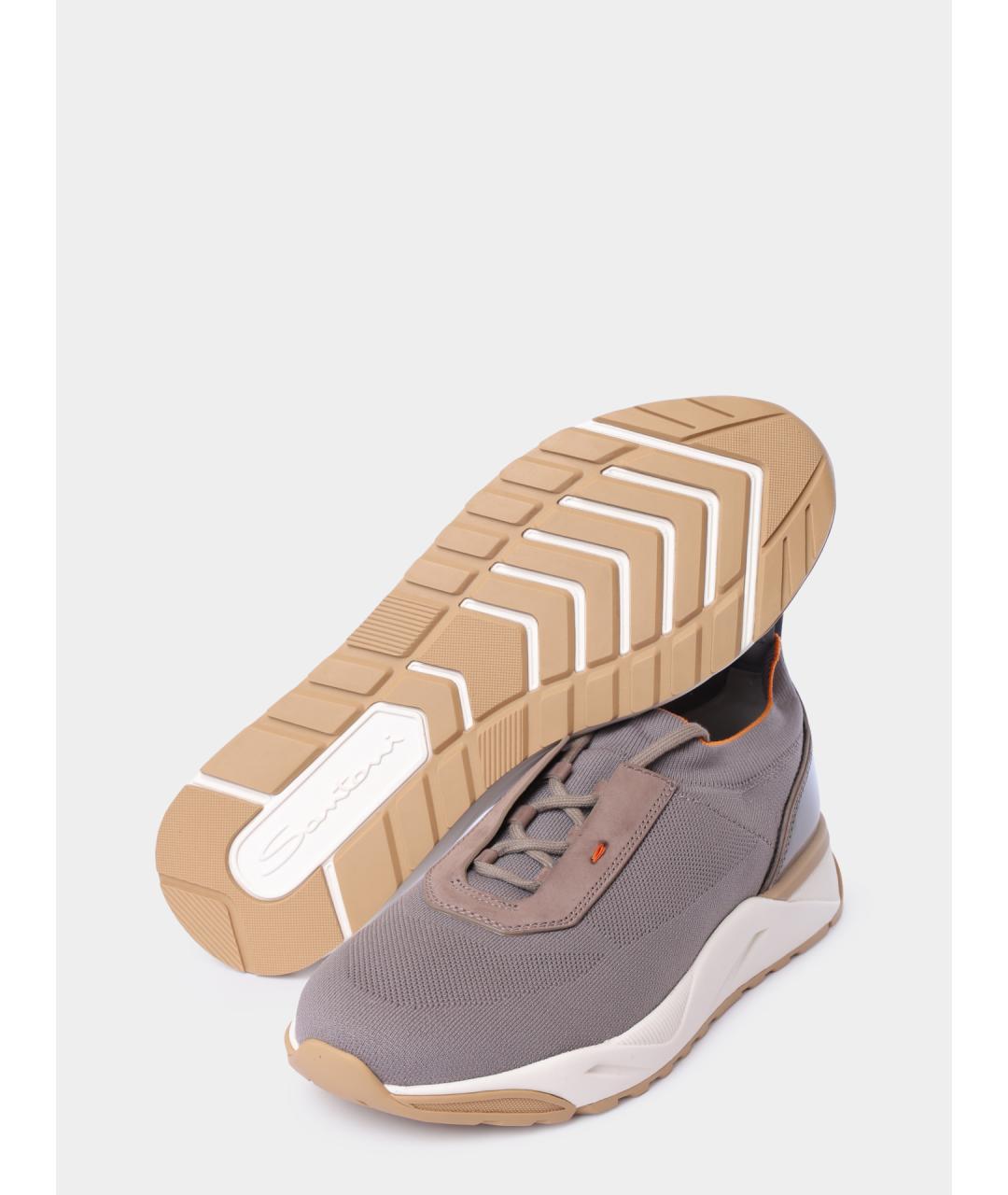 SANTONI Серые текстильные низкие кроссовки / кеды, фото 5