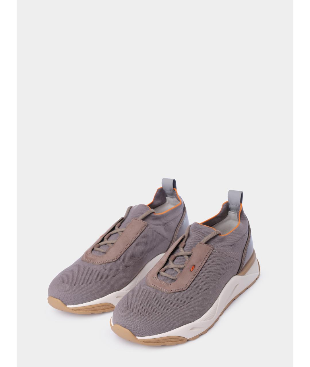 SANTONI Серые текстильные низкие кроссовки / кеды, фото 2