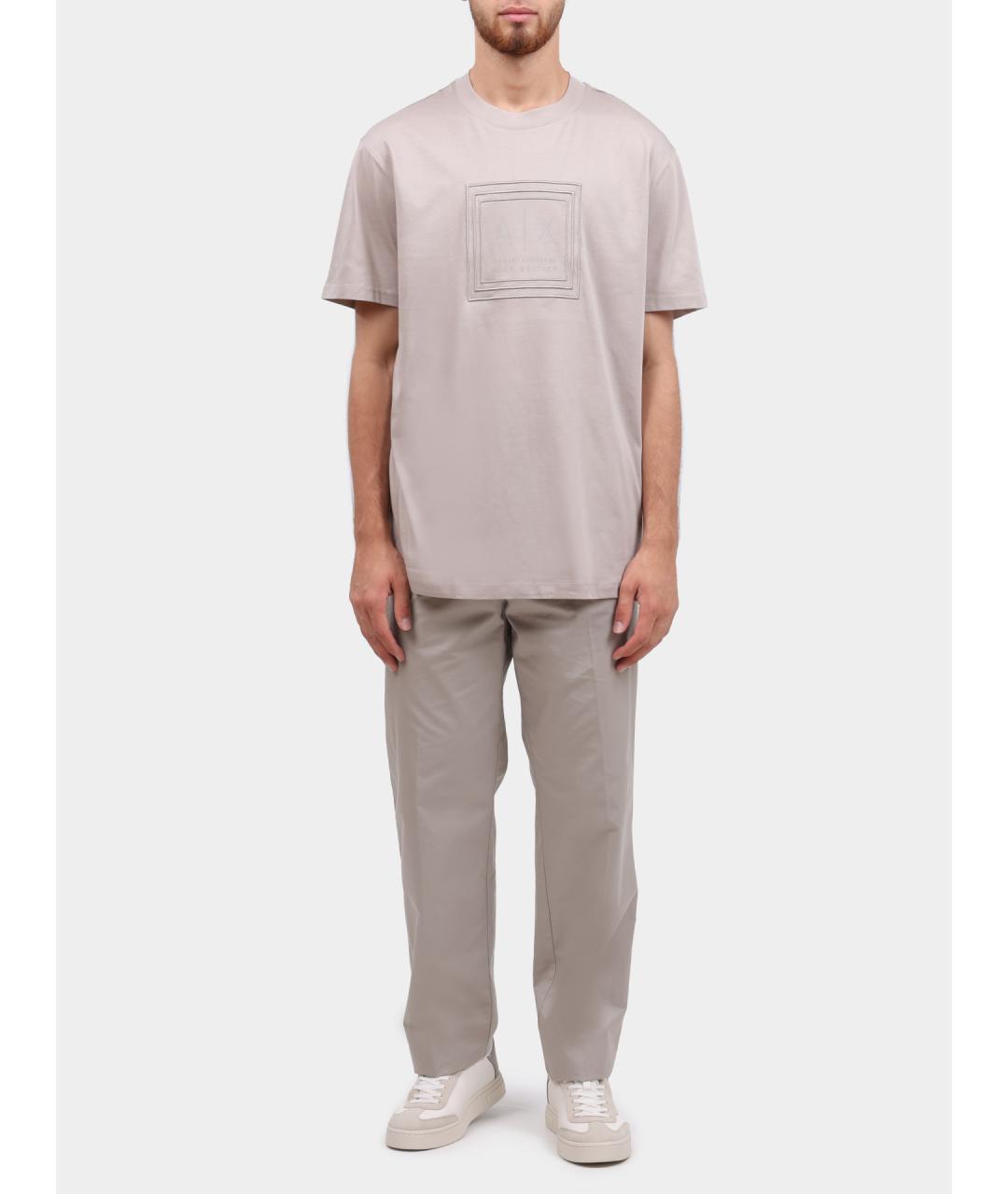 ARMANI EXCHANGE Бежевая хлопковая футболка, фото 2