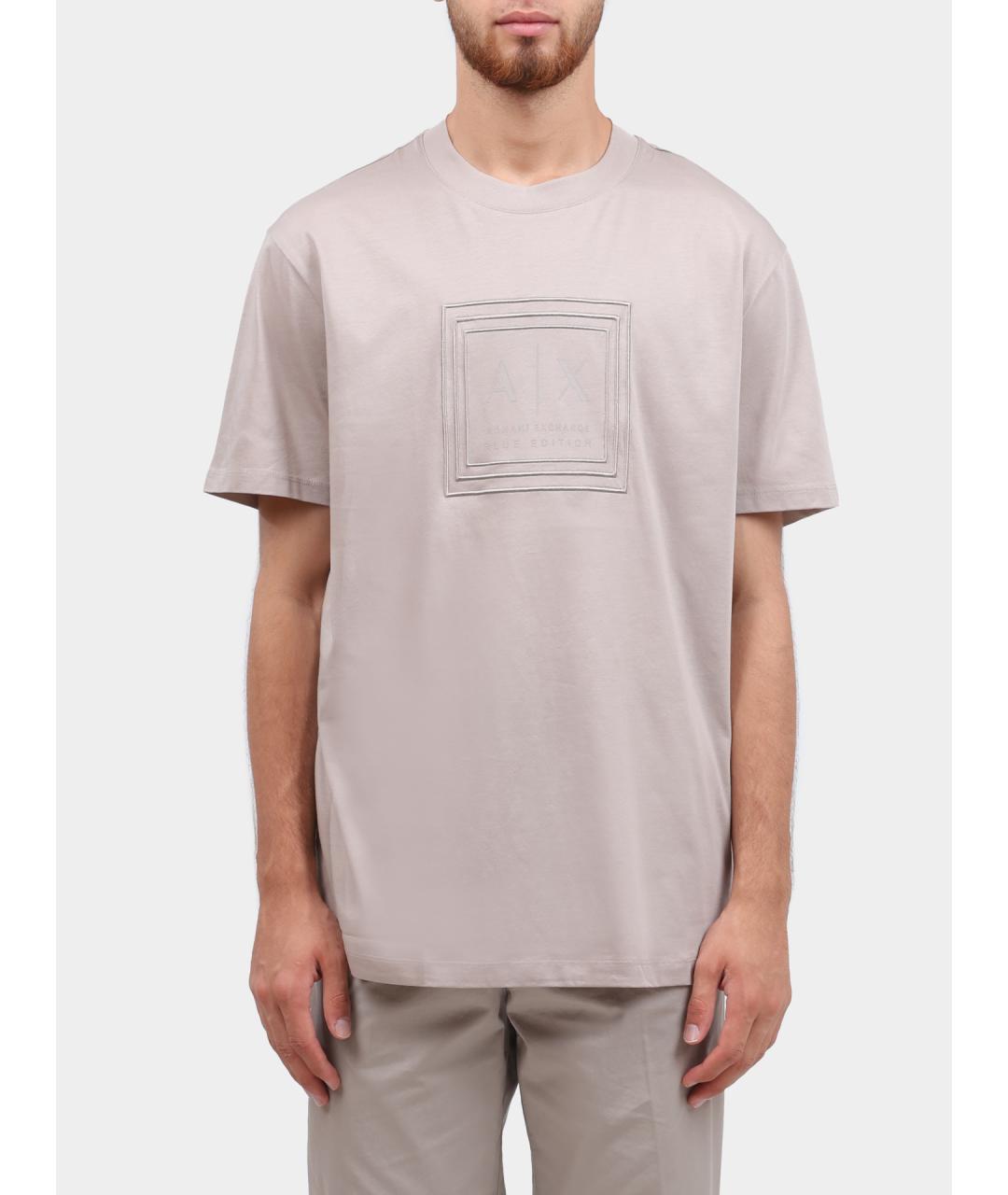 ARMANI EXCHANGE Бежевая хлопковая футболка, фото 6