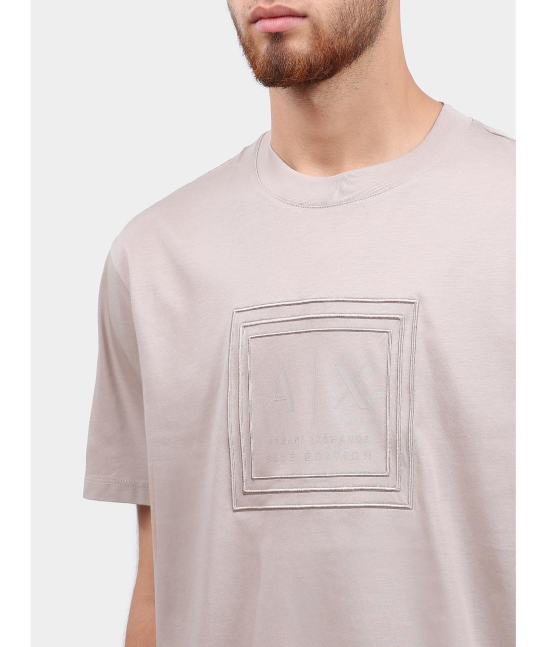 ARMANI EXCHANGE Бежевая хлопковая футболка, фото 4