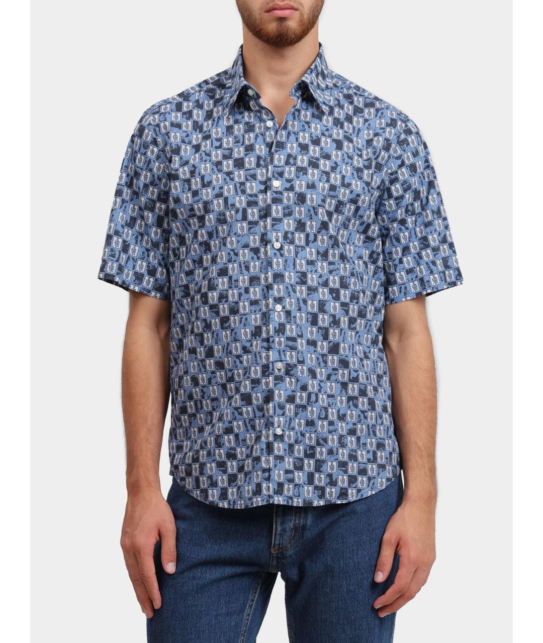 HUGO BOSS Синяя хлопковая кэжуал рубашка, фото 6