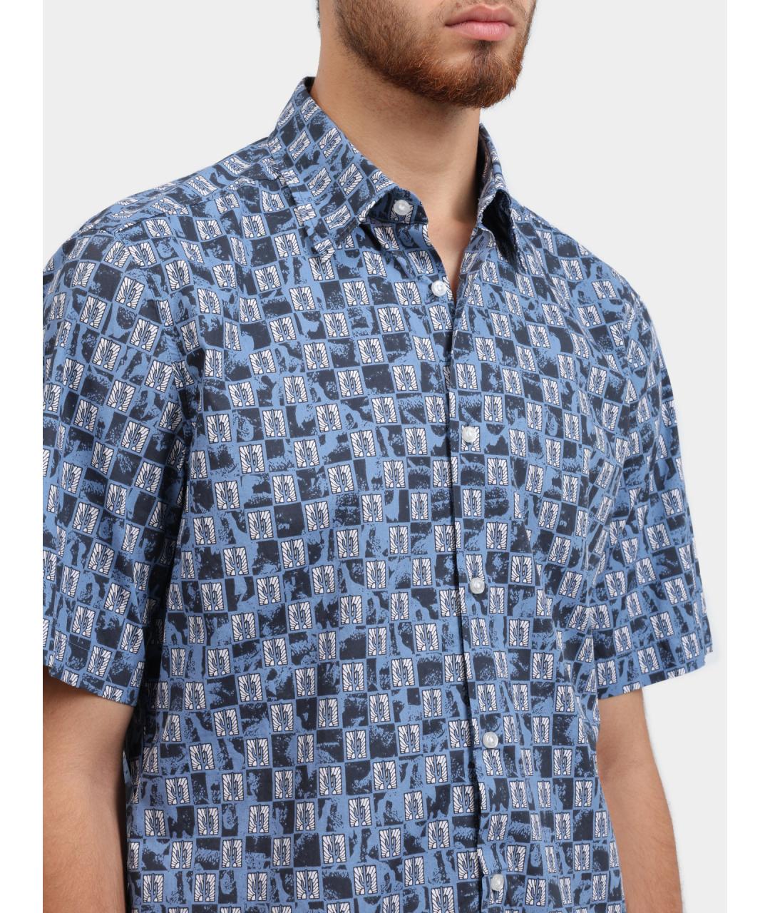 HUGO BOSS Синяя хлопковая кэжуал рубашка, фото 4