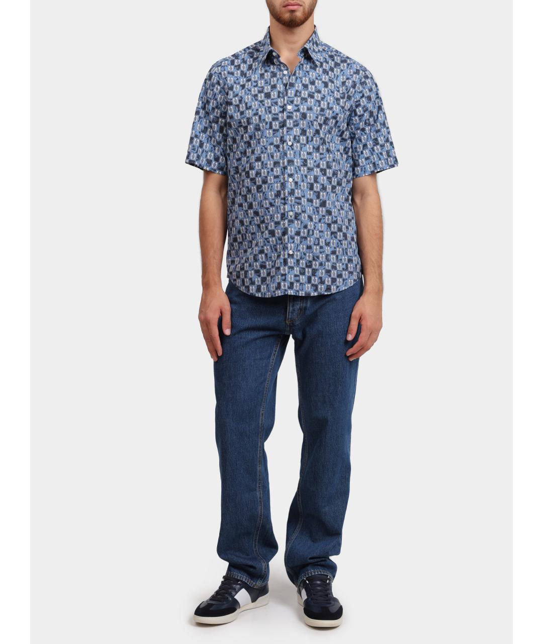 HUGO BOSS Синяя хлопковая кэжуал рубашка, фото 2