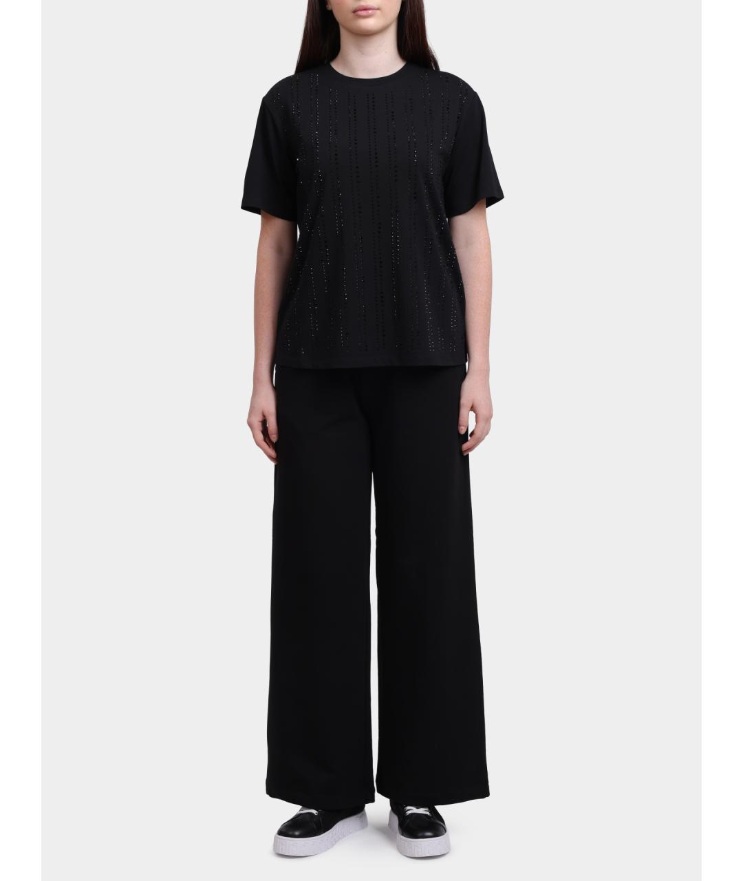 LIU JO Черные хлопковые прямые брюки, фото 2