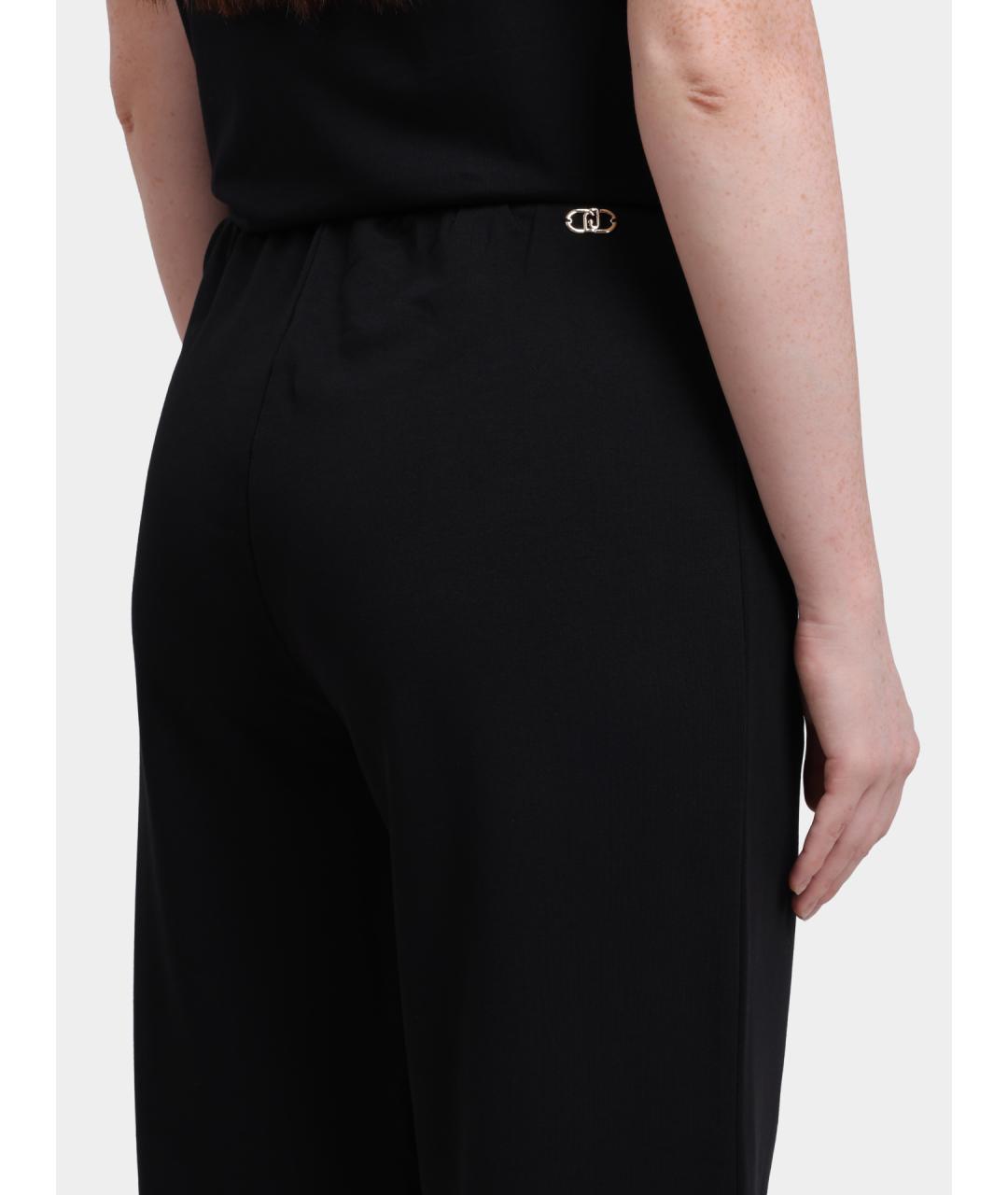 LIU JO Черные хлопковые прямые брюки, фото 5