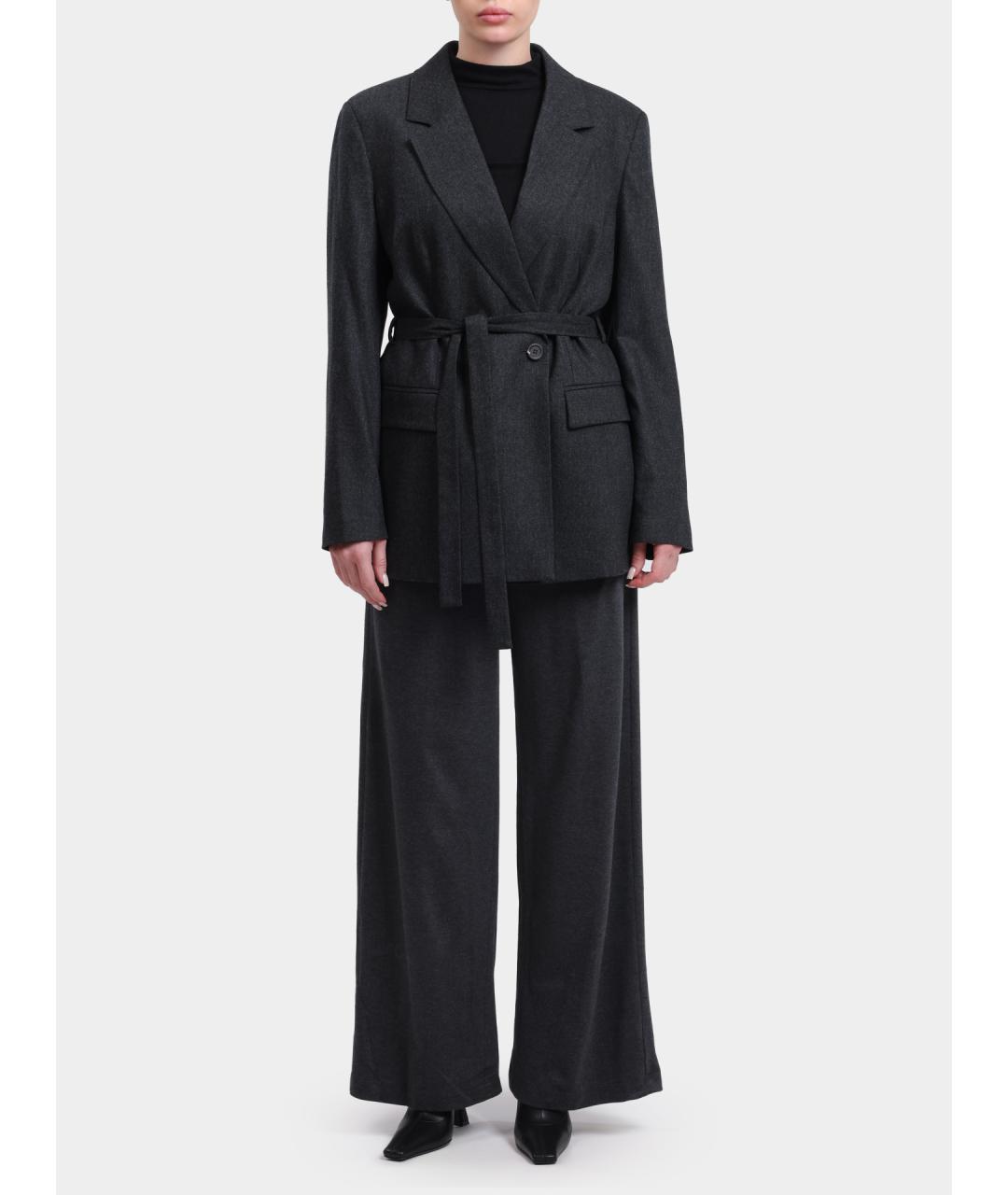 PESERICO Серые хлопковые прямые брюки, фото 2