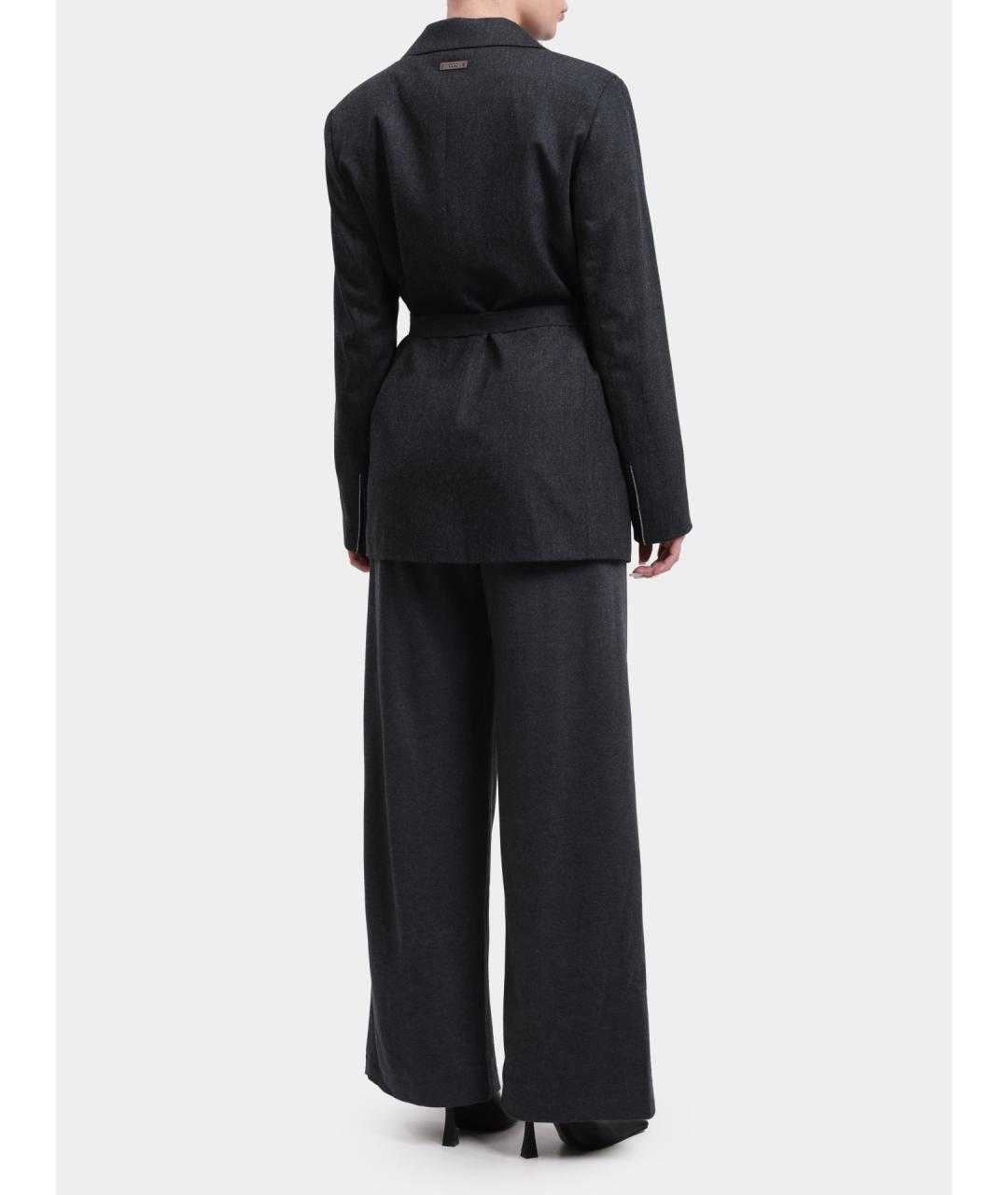 PESERICO Серые хлопковые прямые брюки, фото 5