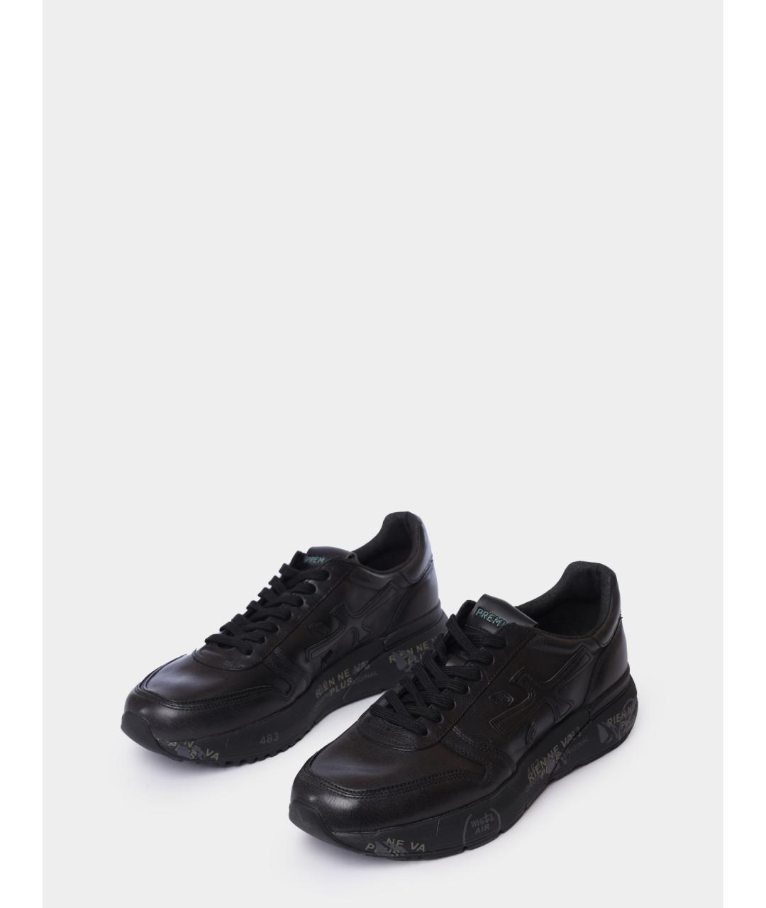 PREMIATA Черные кожаные низкие кроссовки / кеды, фото 2
