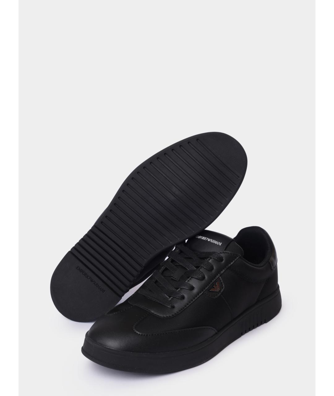 EMPORIO ARMANI Черные низкие кроссовки / кеды, фото 4