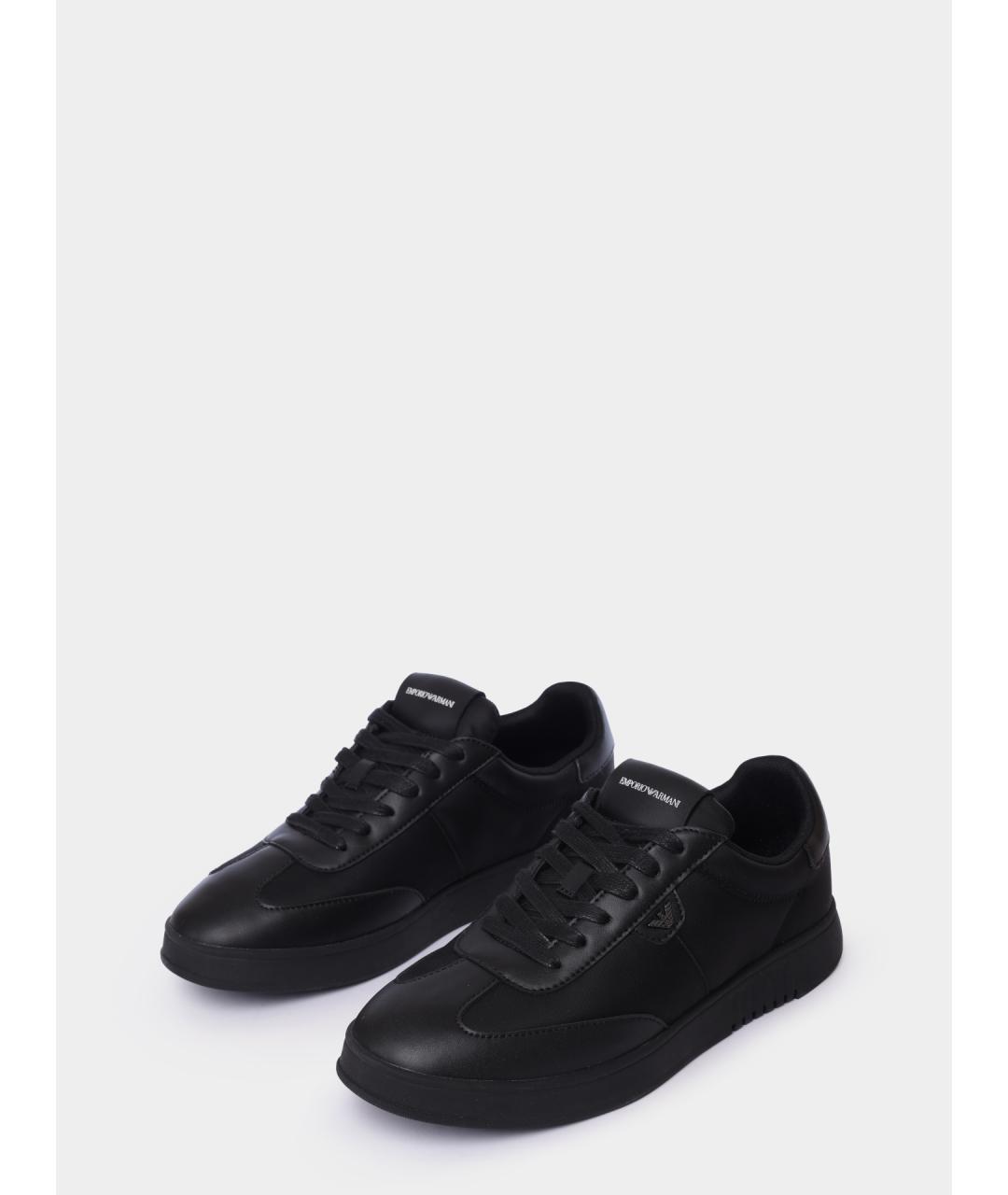 EMPORIO ARMANI Черные низкие кроссовки / кеды, фото 2