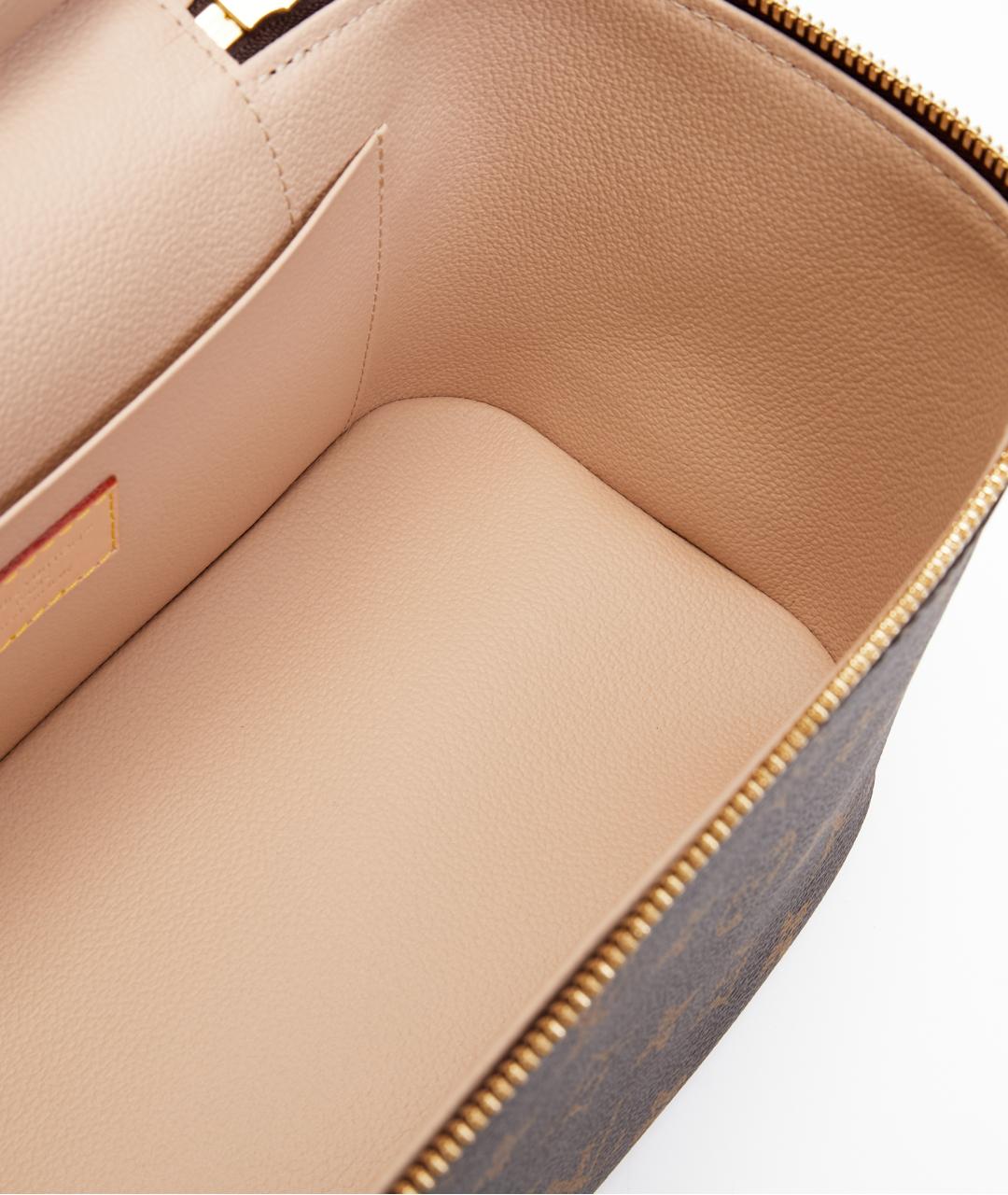 LOUIS VUITTON Коричневая кожаная косметичка, фото 4