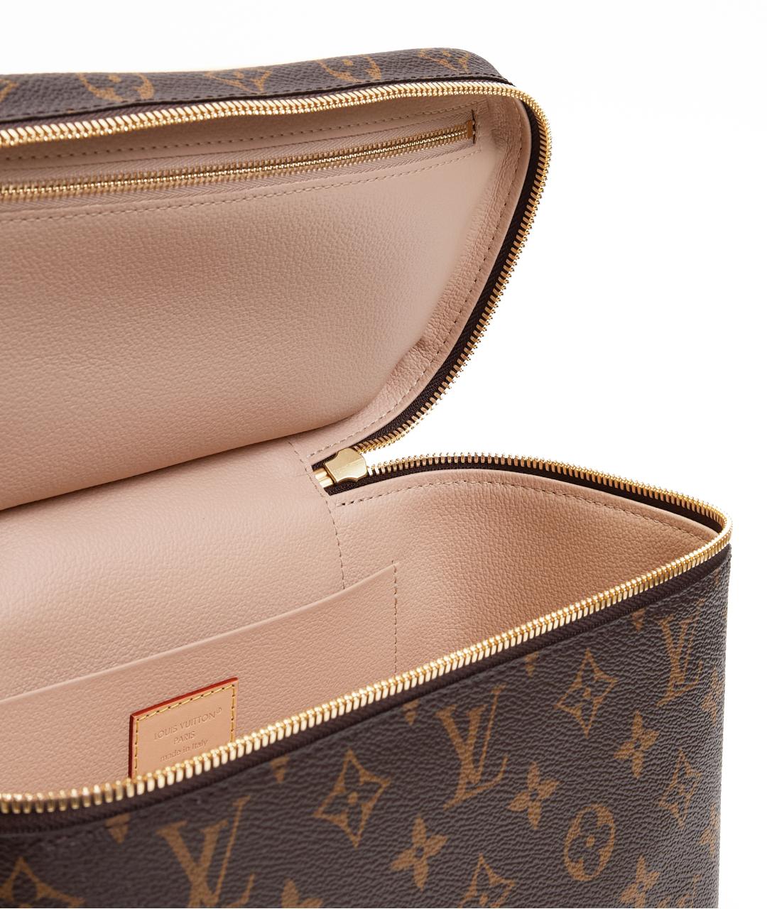 LOUIS VUITTON Коричневая кожаная косметичка, фото 5