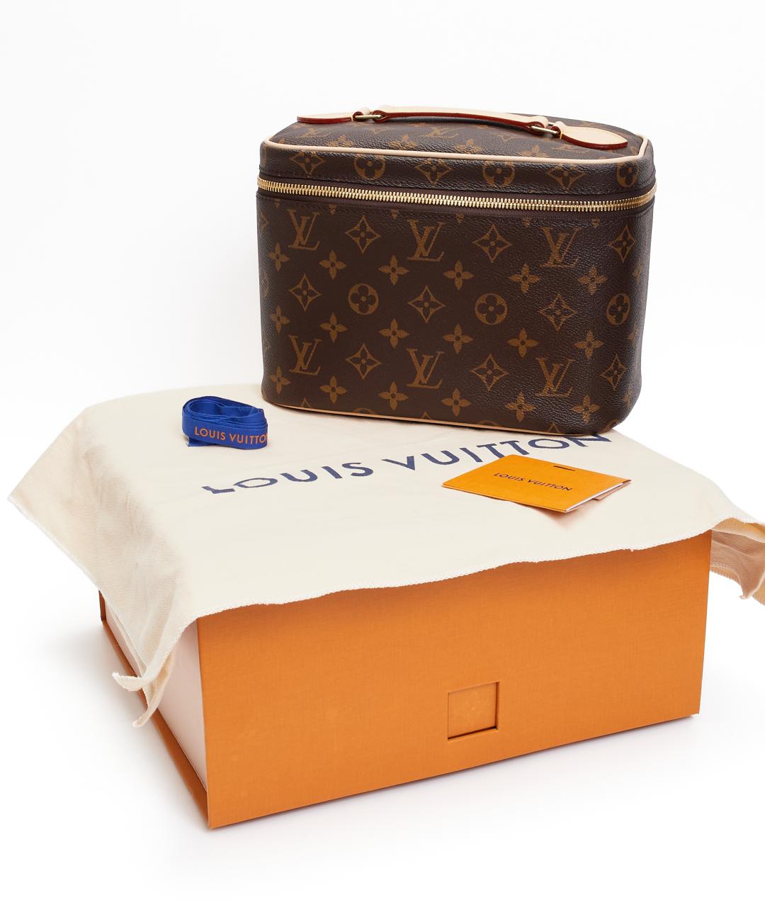 LOUIS VUITTON Коричневая кожаная косметичка, фото 6