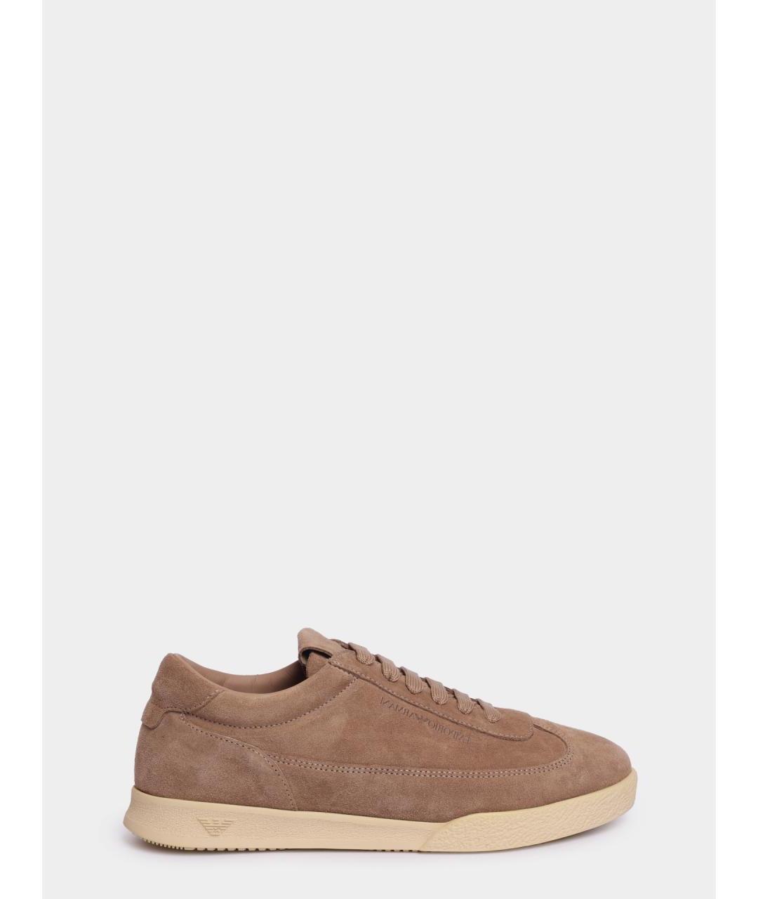 EMPORIO ARMANI Бежевые замшевые кроссовки, фото 7