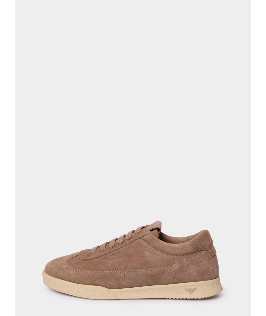 EMPORIO ARMANI Бежевые замшевые кроссовки, фото 6
