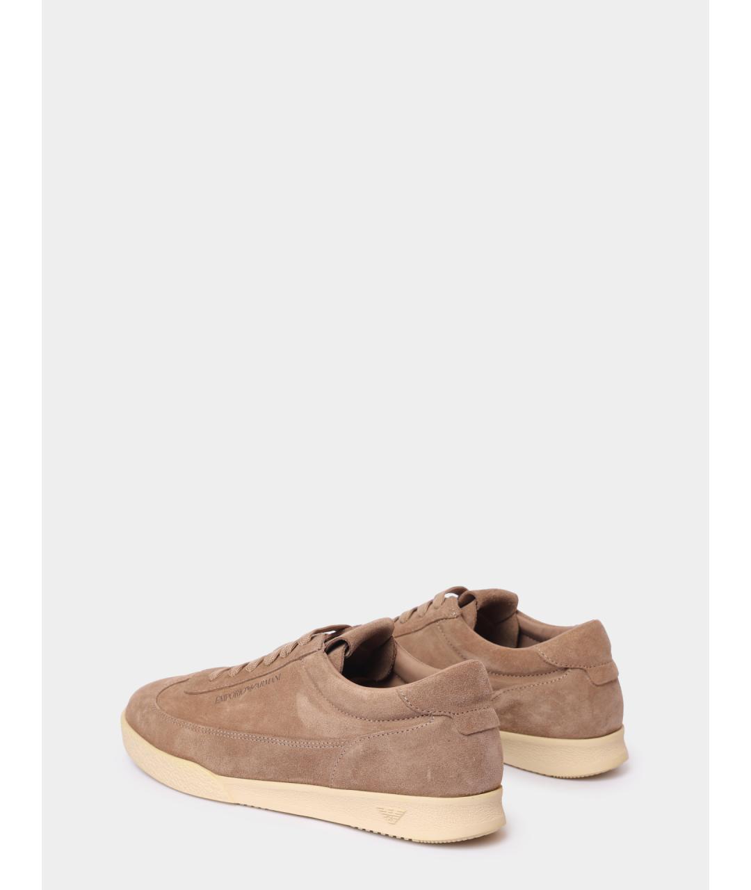 EMPORIO ARMANI Бежевые замшевые кроссовки, фото 5
