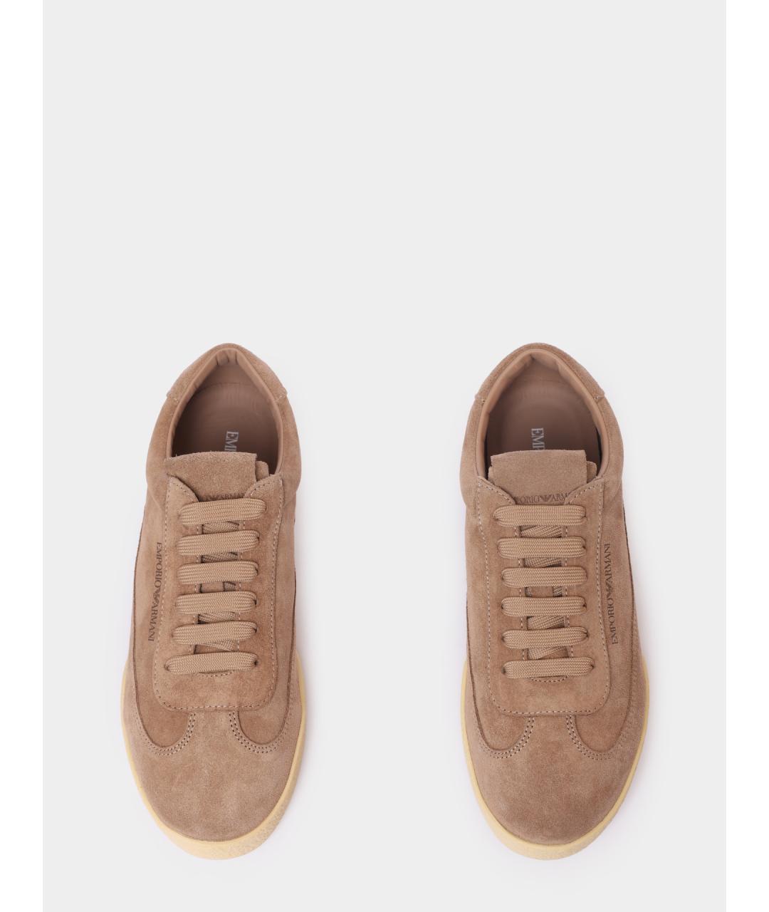 EMPORIO ARMANI Бежевые замшевые кроссовки, фото 3