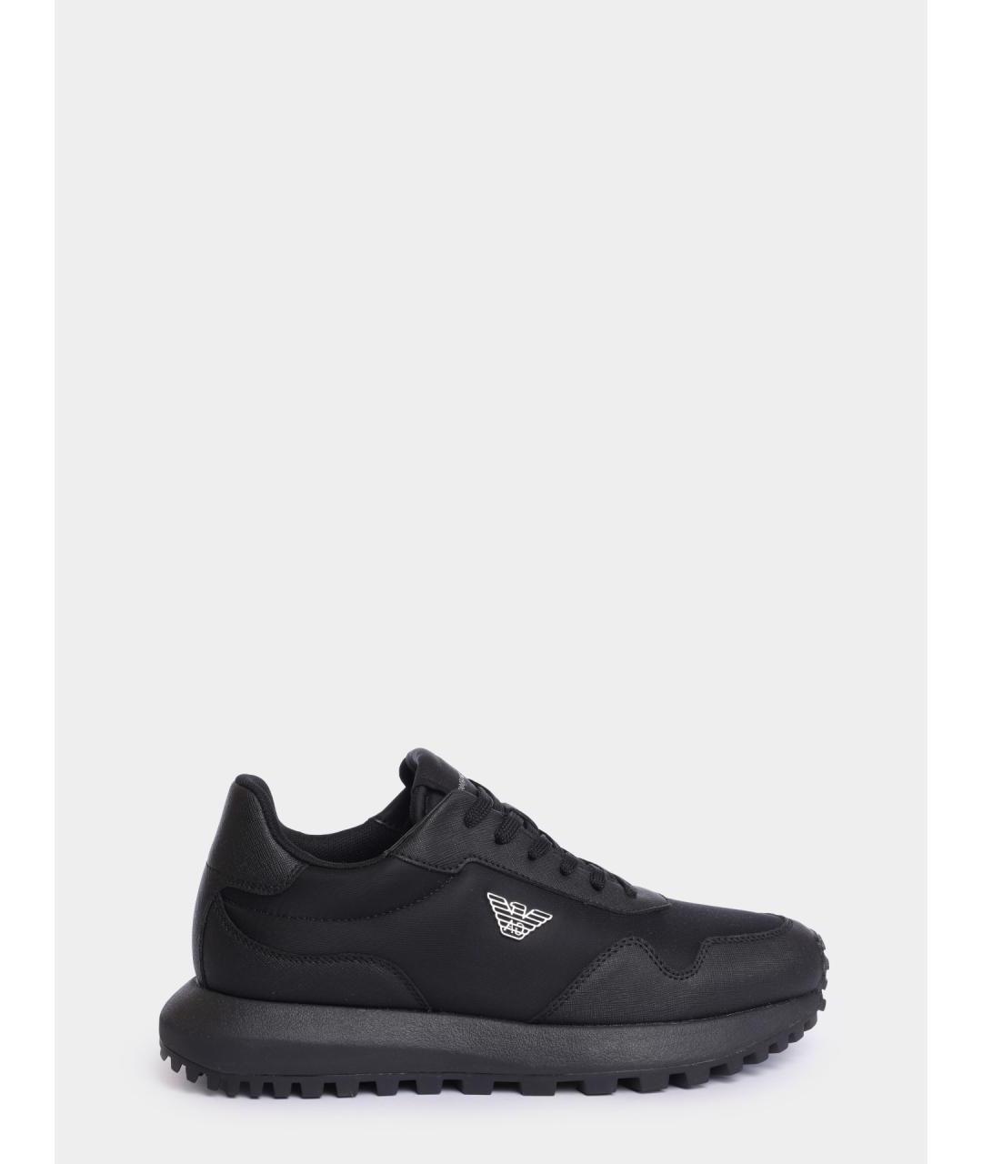 EMPORIO ARMANI Черные текстильные низкие кроссовки / кеды, фото 7