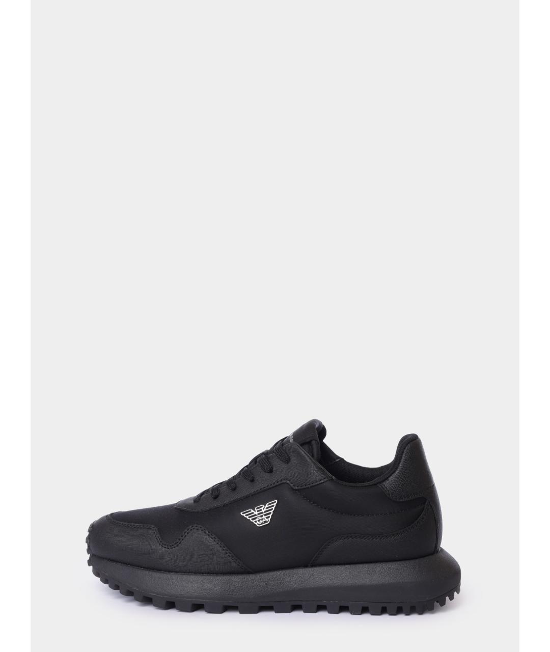 EMPORIO ARMANI Черные текстильные низкие кроссовки / кеды, фото 6