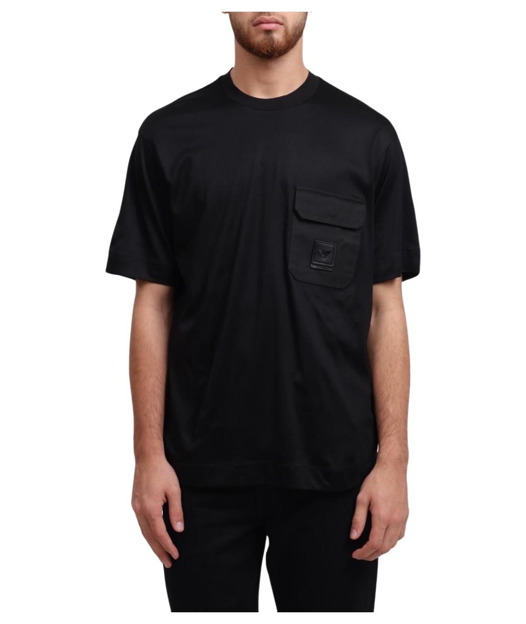 EMPORIO ARMANI Черная хлопковая футболка, фото 1