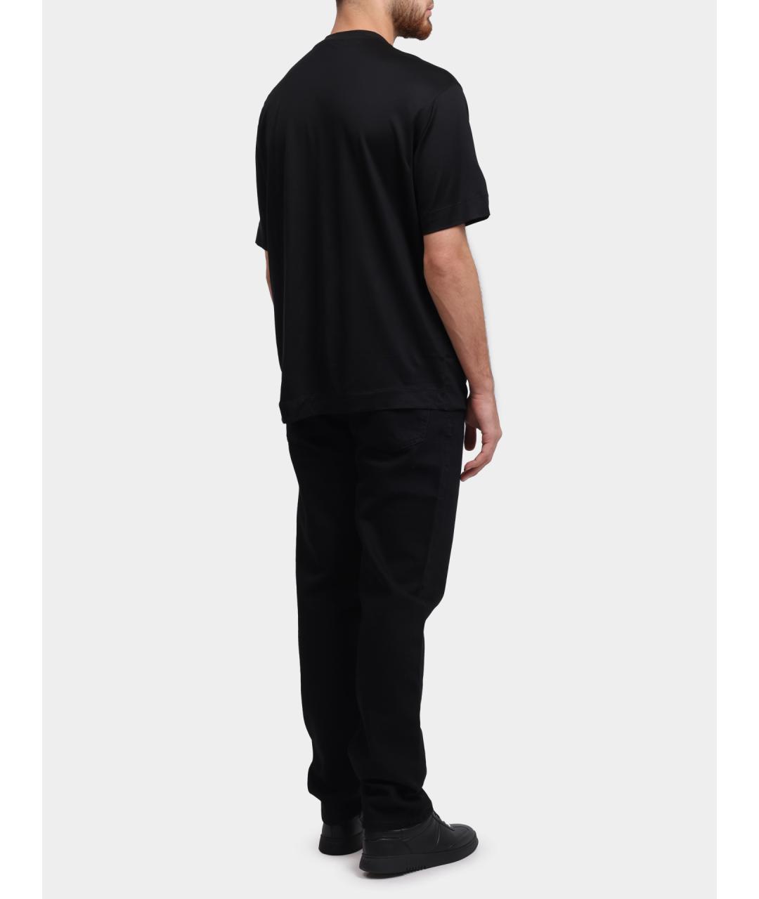 EMPORIO ARMANI Черная хлопковая футболка, фото 4