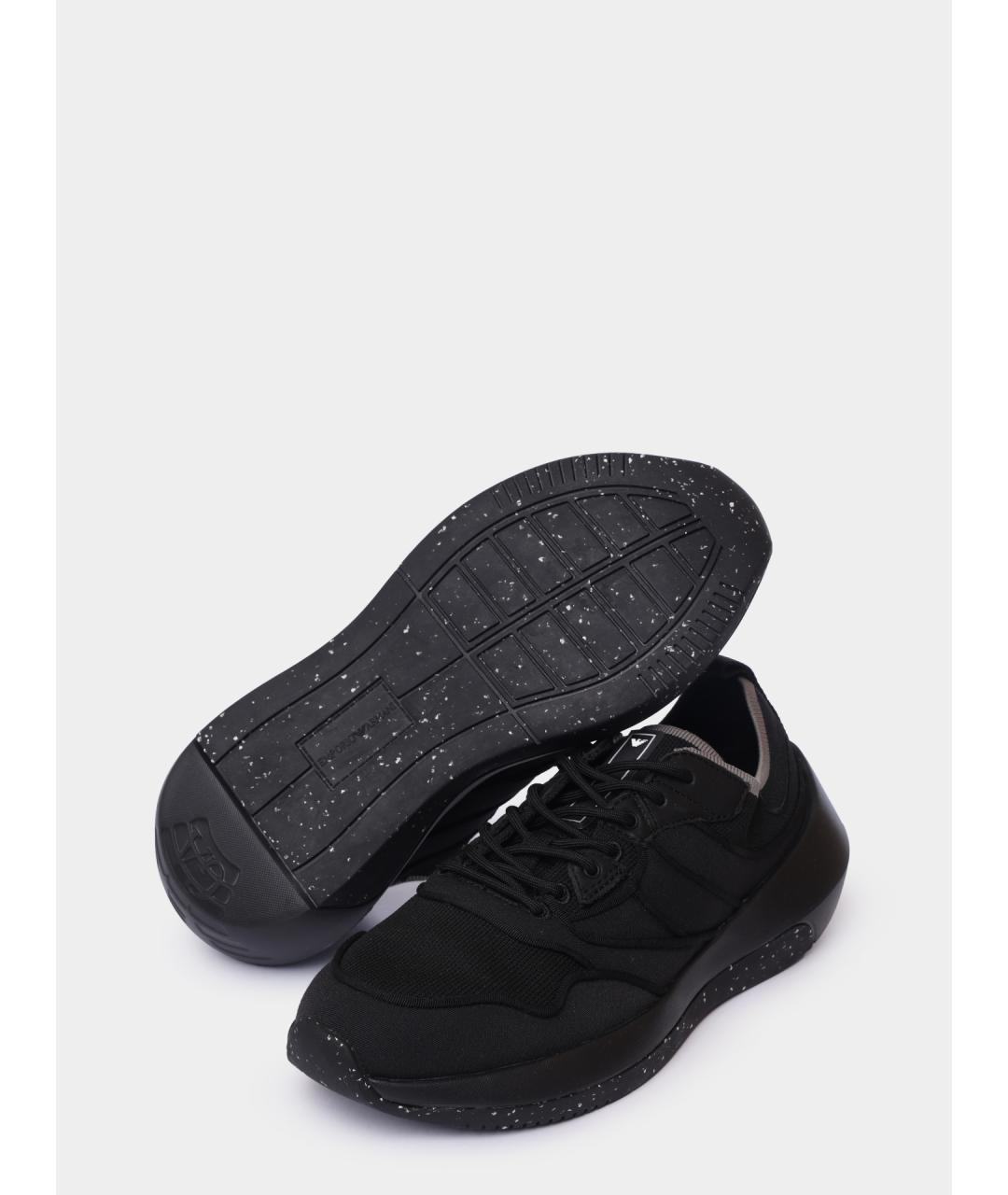 EMPORIO ARMANI Черные текстильные высокие кроссовки / кеды, фото 4
