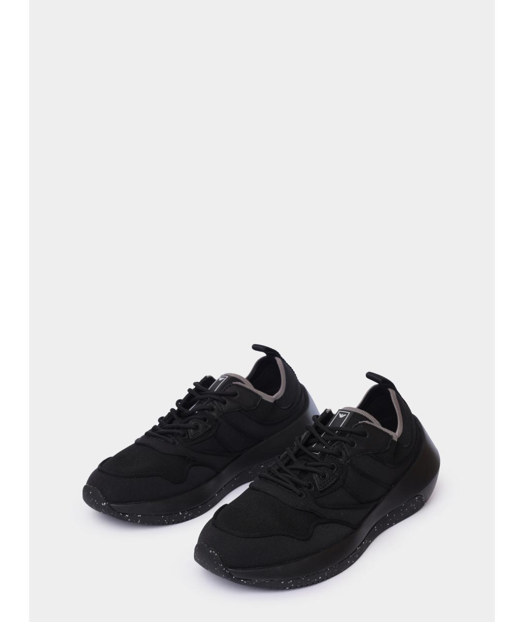 EMPORIO ARMANI Черные текстильные высокие кроссовки / кеды, фото 2