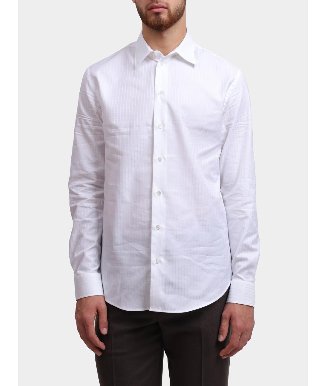 EMPORIO ARMANI Белая хлопковая классическая рубашка, фото 5