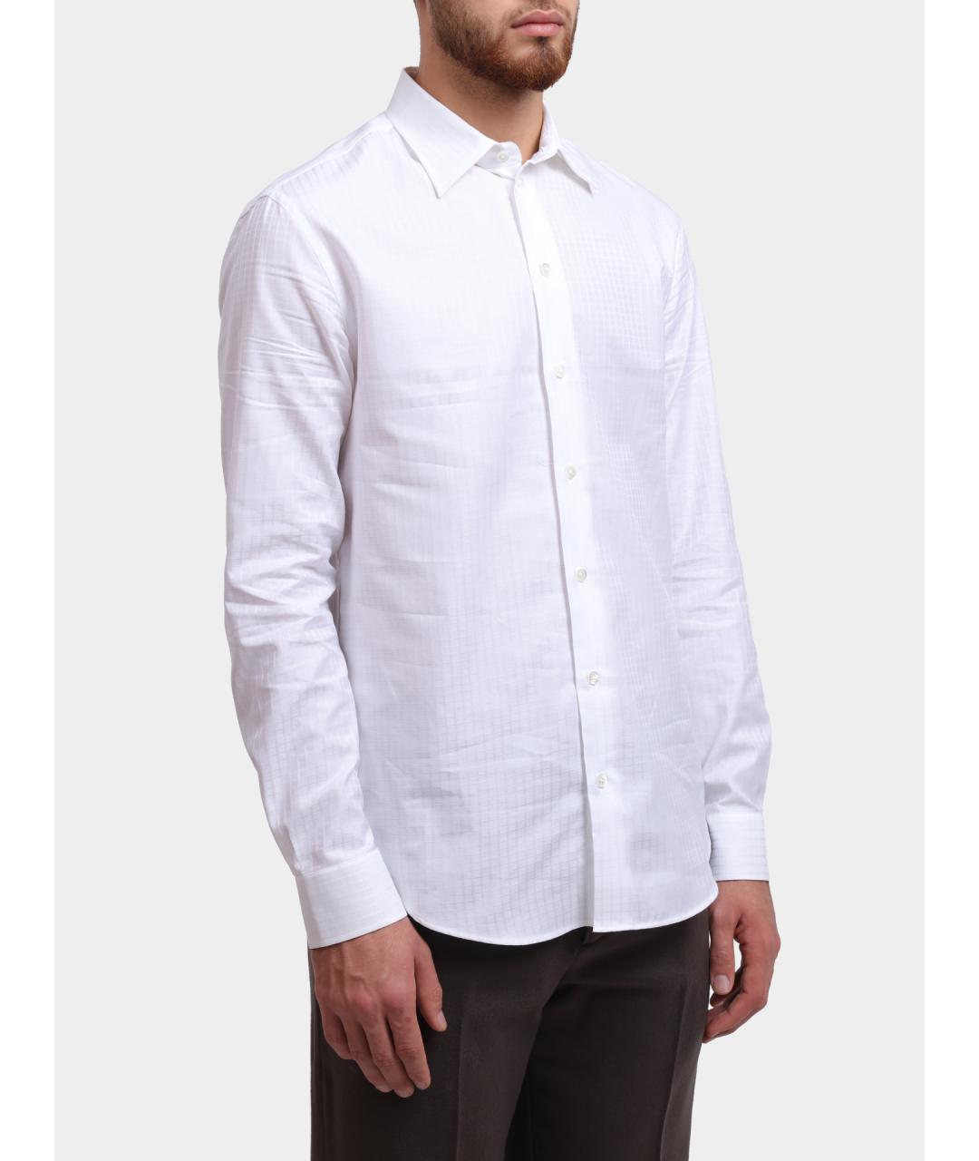 EMPORIO ARMANI Белая хлопковая классическая рубашка, фото 3