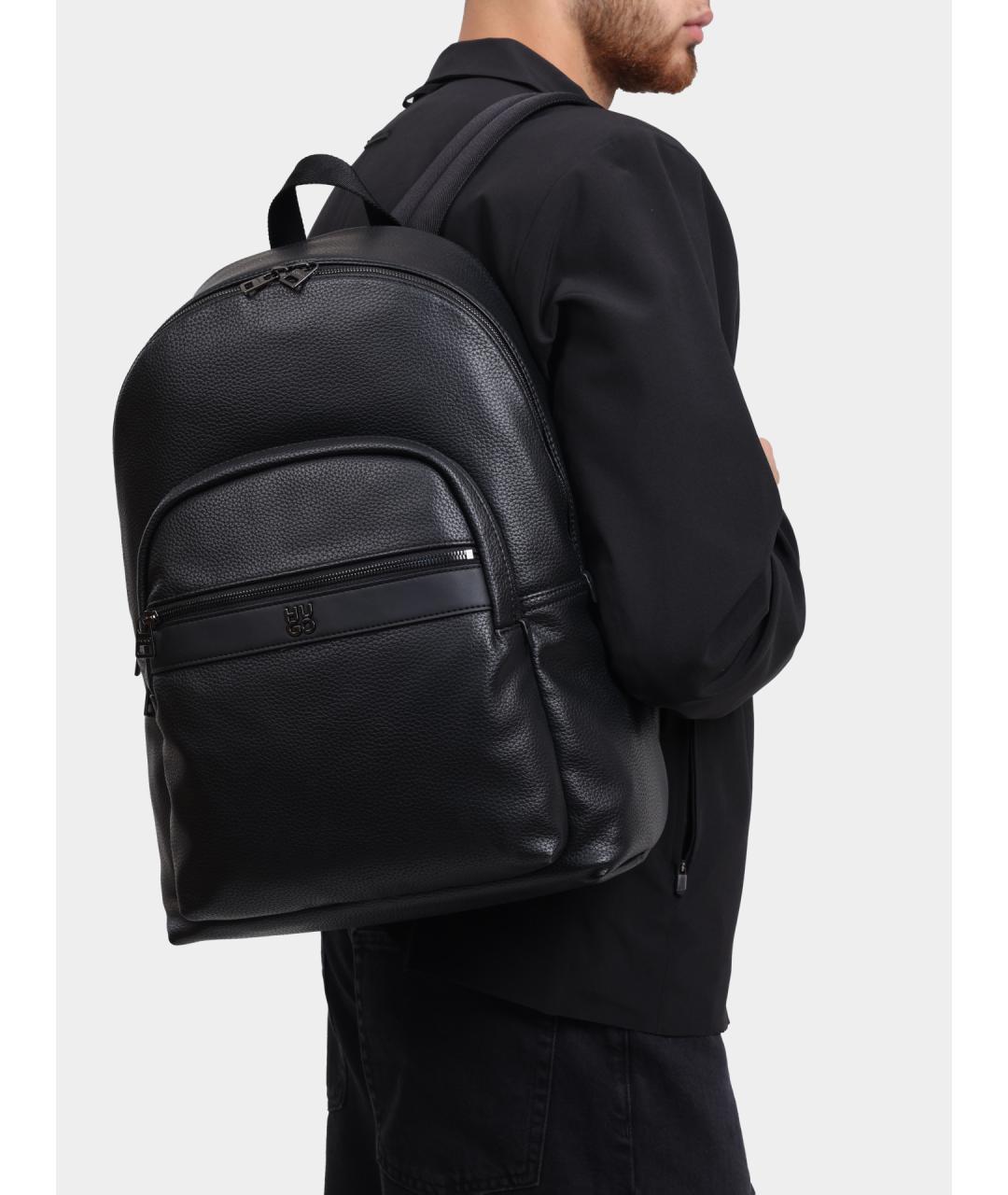 HUGO Черный рюкзак из искусственной кожи, фото 2