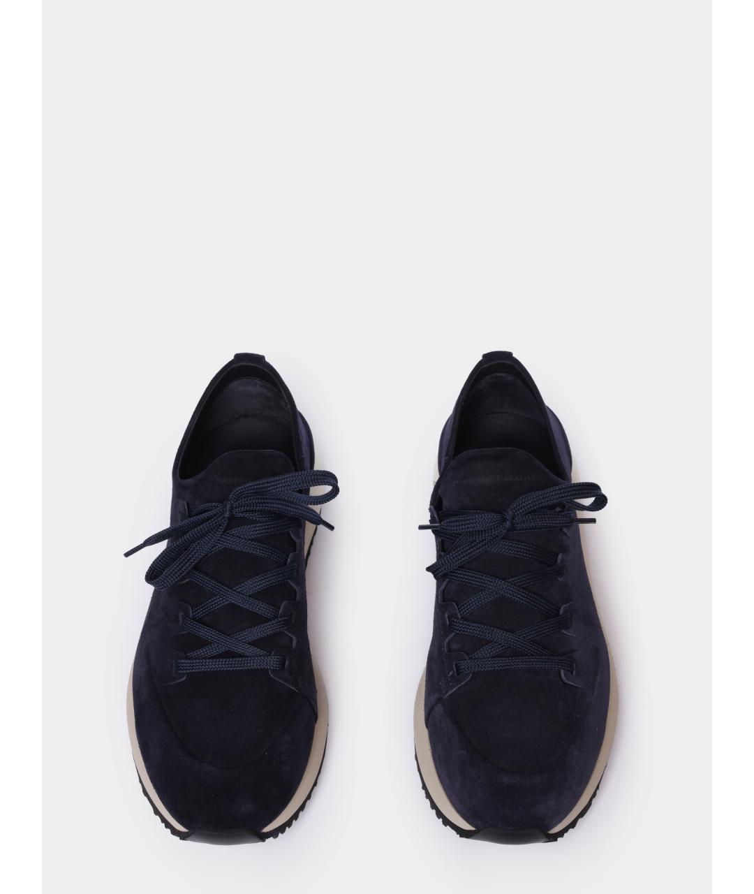 OFFICINE CREATIVE Синие замшевые высокие кроссовки / кеды, фото 3