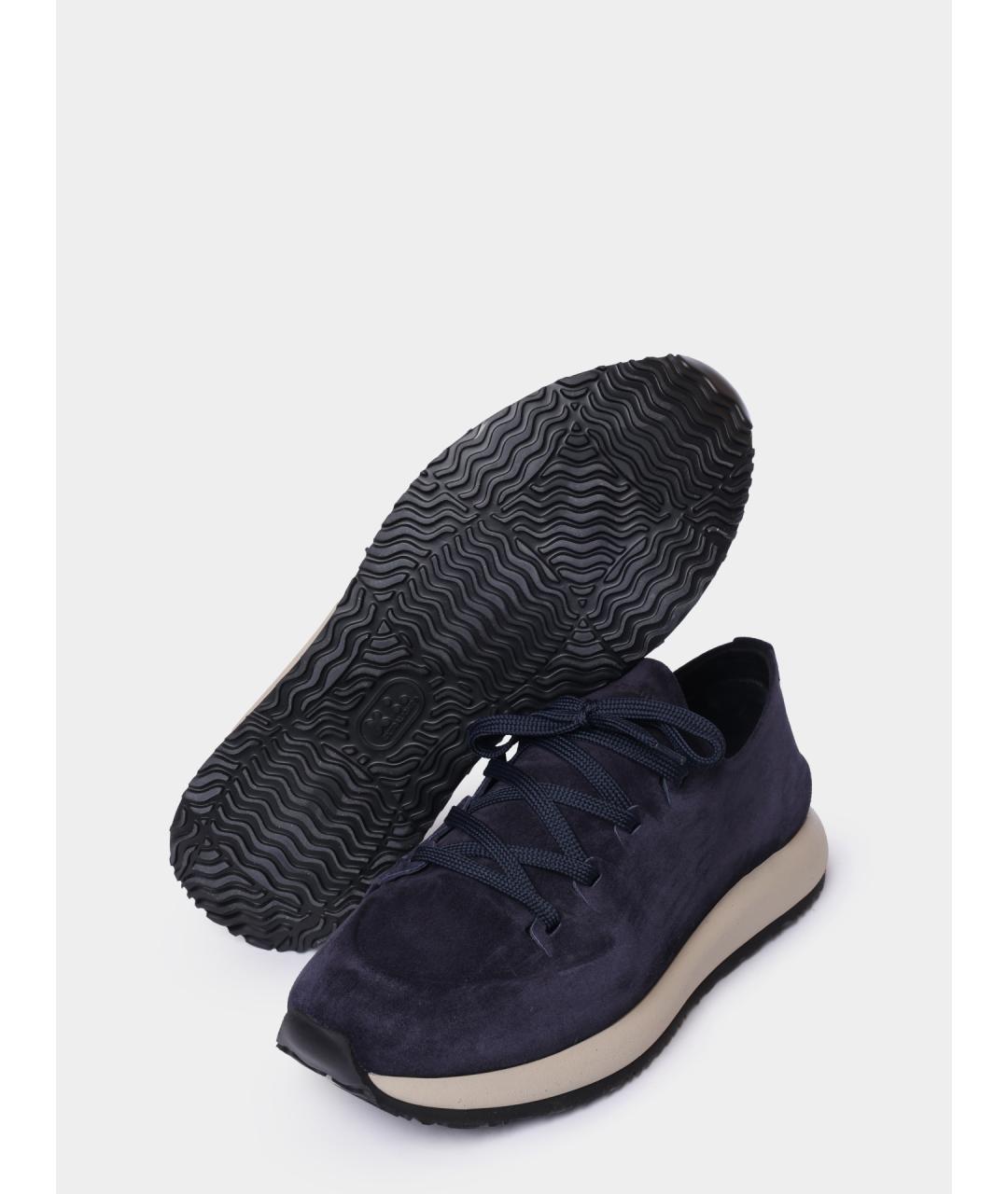 OFFICINE CREATIVE Синие замшевые высокие кроссовки / кеды, фото 4