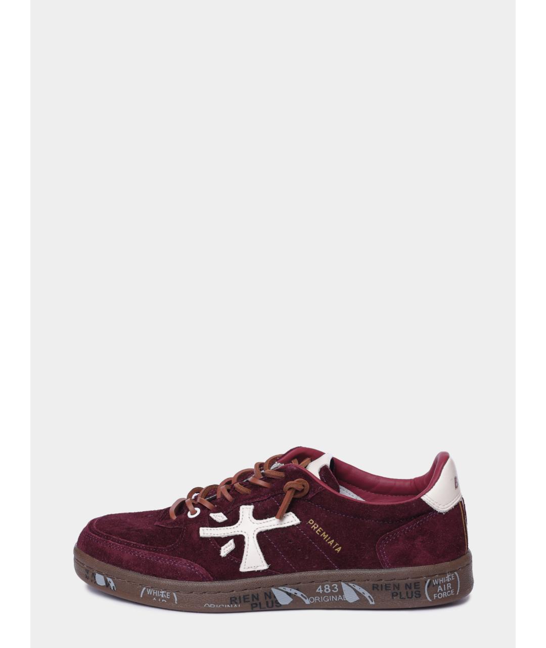 PREMIATA Бордовые замшевые кеды, фото 3