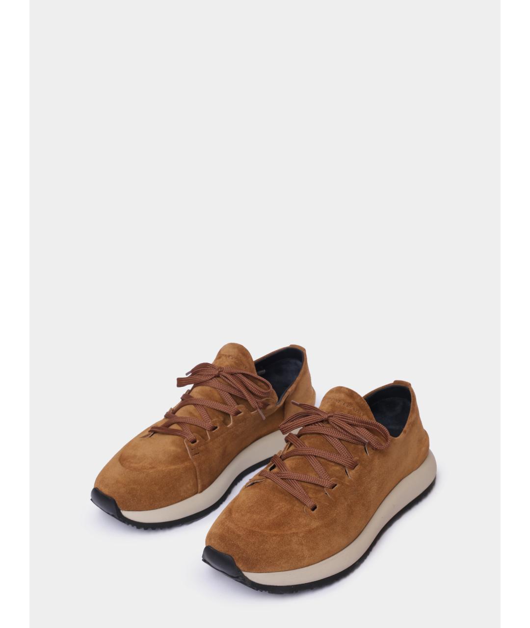 OFFICINE CREATIVE Коричневые замшевые низкие кроссовки / кеды, фото 2