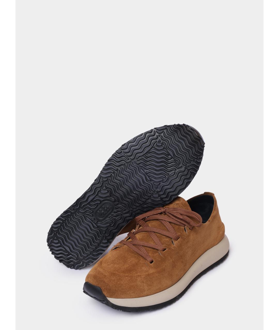 OFFICINE CREATIVE Коричневые замшевые низкие кроссовки / кеды, фото 4