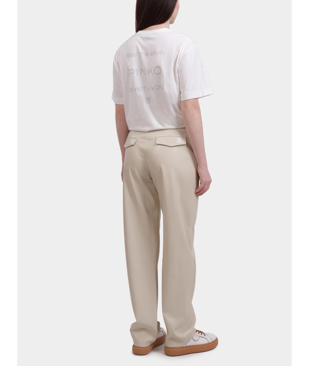 PINKO Бежевые прямые брюки, фото 4