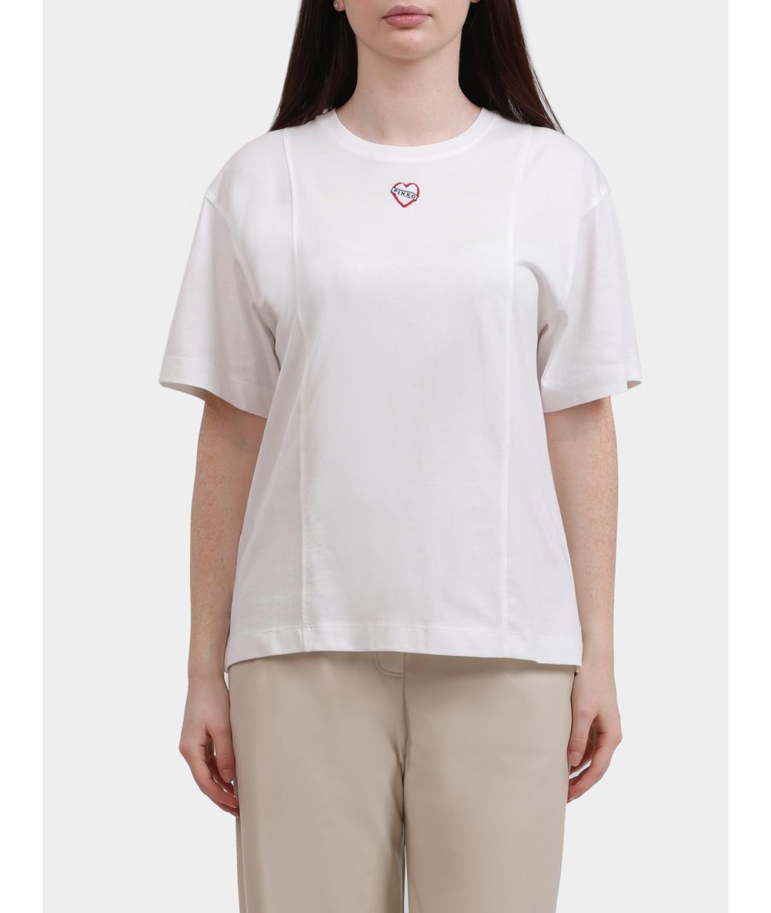 PINKO Белая хлопковая футболка, фото 6