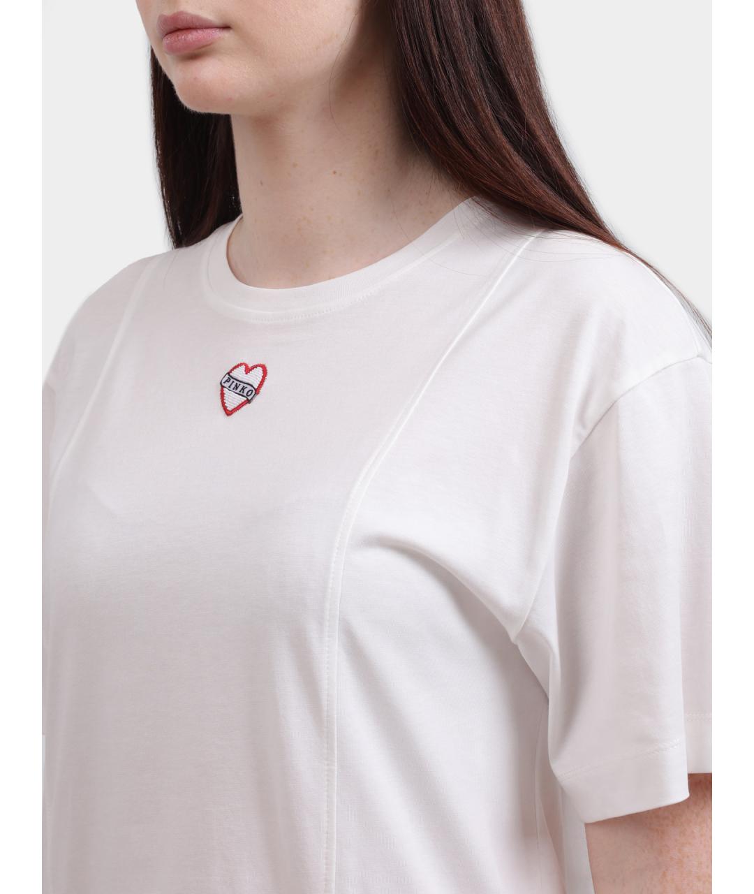 PINKO Белая хлопковая футболка, фото 3