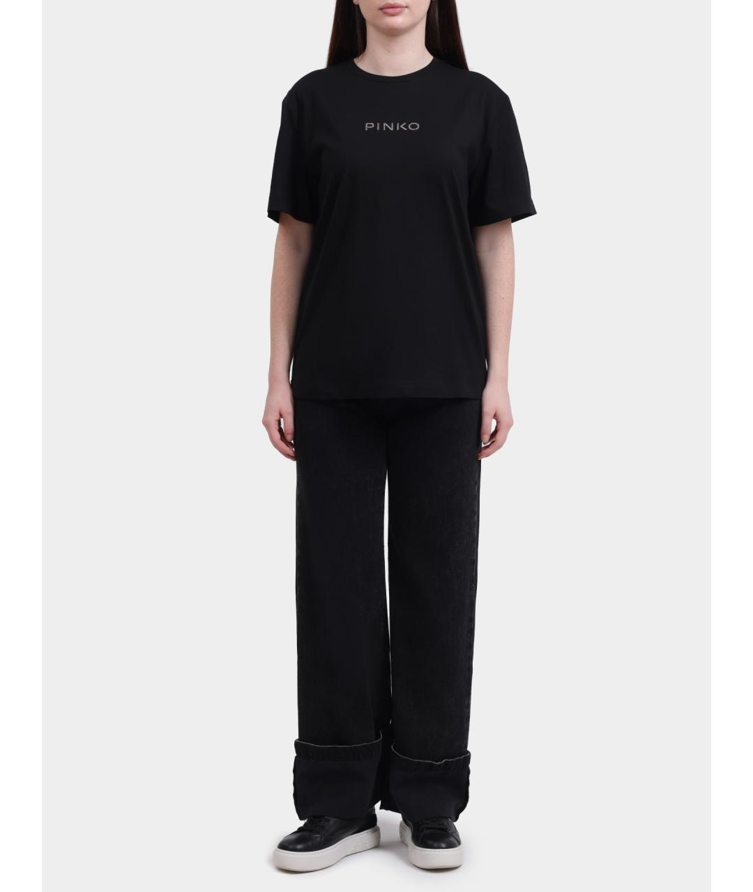 PINKO Черная хлопковая футболка, фото 2