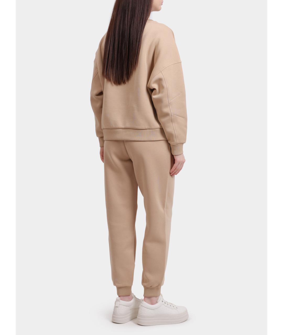 ARMANI EXCHANGE Бежевые хлопковые прямые брюки, фото 4