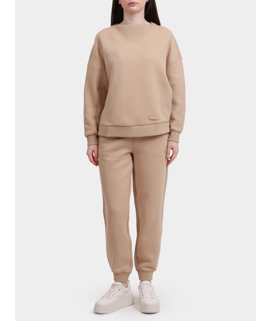 ARMANI EXCHANGE Бежевые хлопковые прямые брюки, фото 6