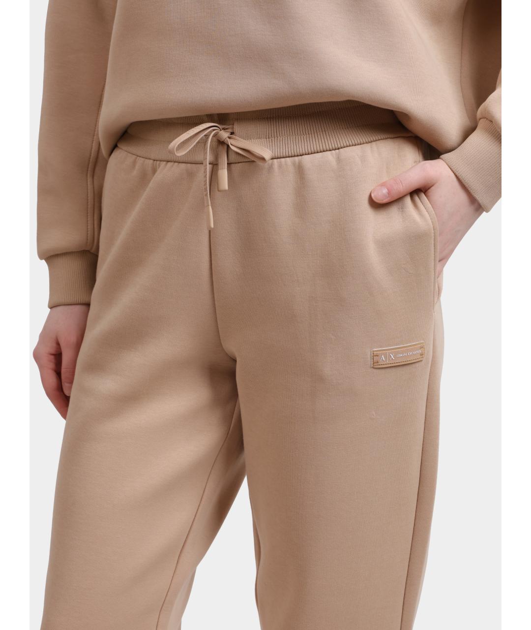 ARMANI EXCHANGE Бежевые хлопковые прямые брюки, фото 3