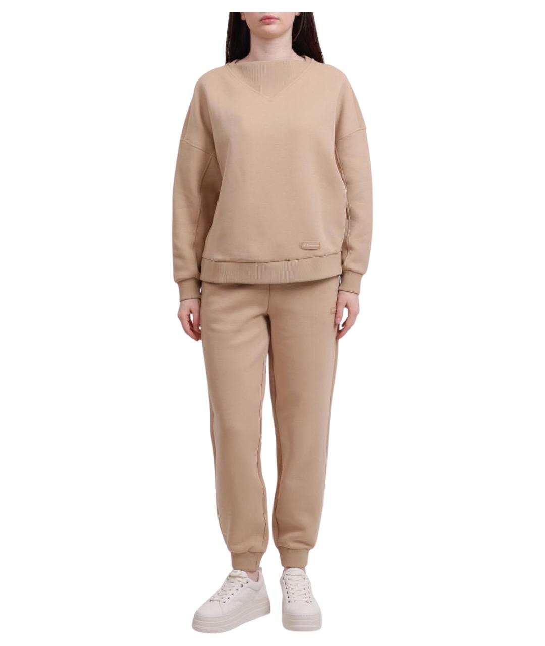 ARMANI EXCHANGE Бежевые хлопковые прямые брюки, фото 1