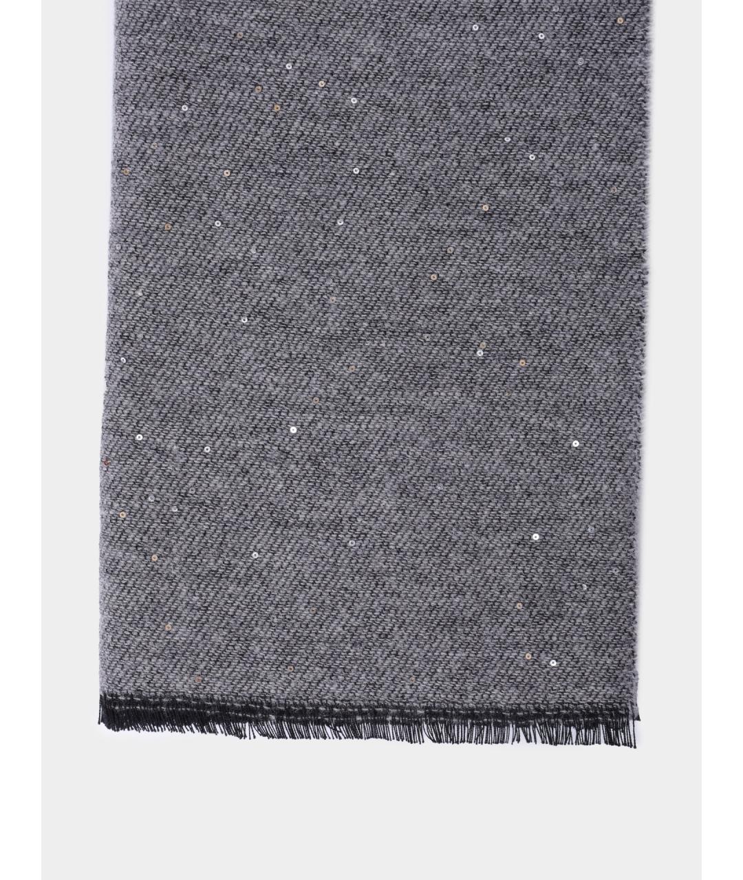 PESERICO Серый шерстяной шарф, фото 3