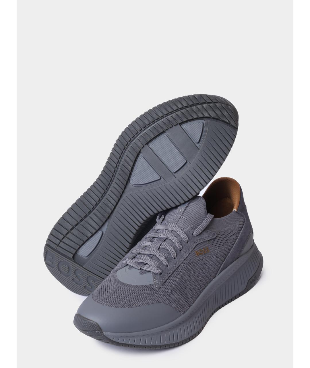 HUGO BOSS Серые текстильные высокие кроссовки / кеды, фото 4